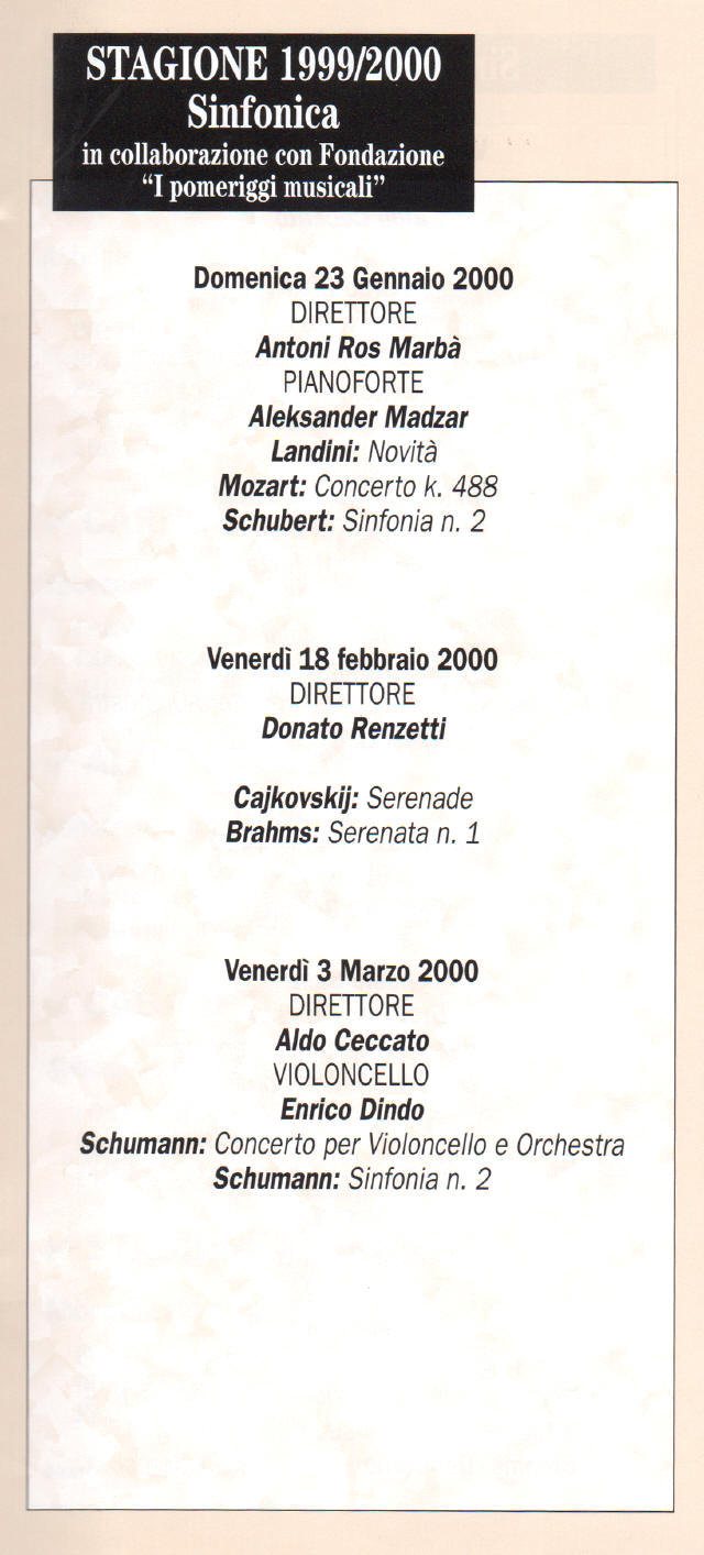 Teatro Cagnoni Stagione 1999-2000
